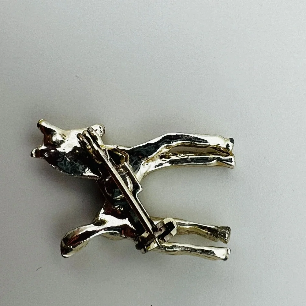 Horse Brooch Vintage Gold Tone Standing Figural Pony Whimsical‎ Equestrian Pin